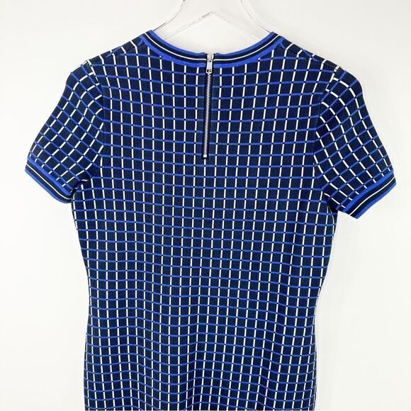 Tommy Hilfiger Navy/Periwinkle/White Windowpane Knit Short Sleeve Dress Sz Small - Picture 11 of 14